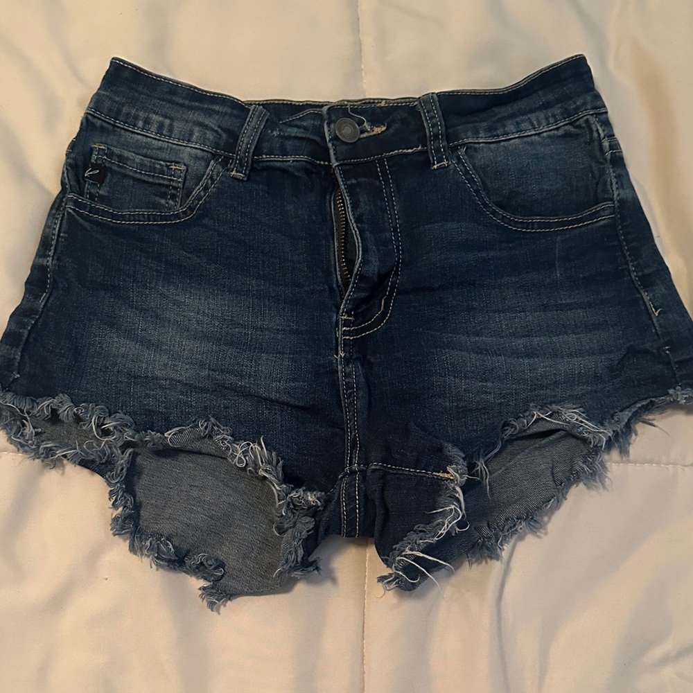 KanCan Dark Blue Distressed Jean Shorts